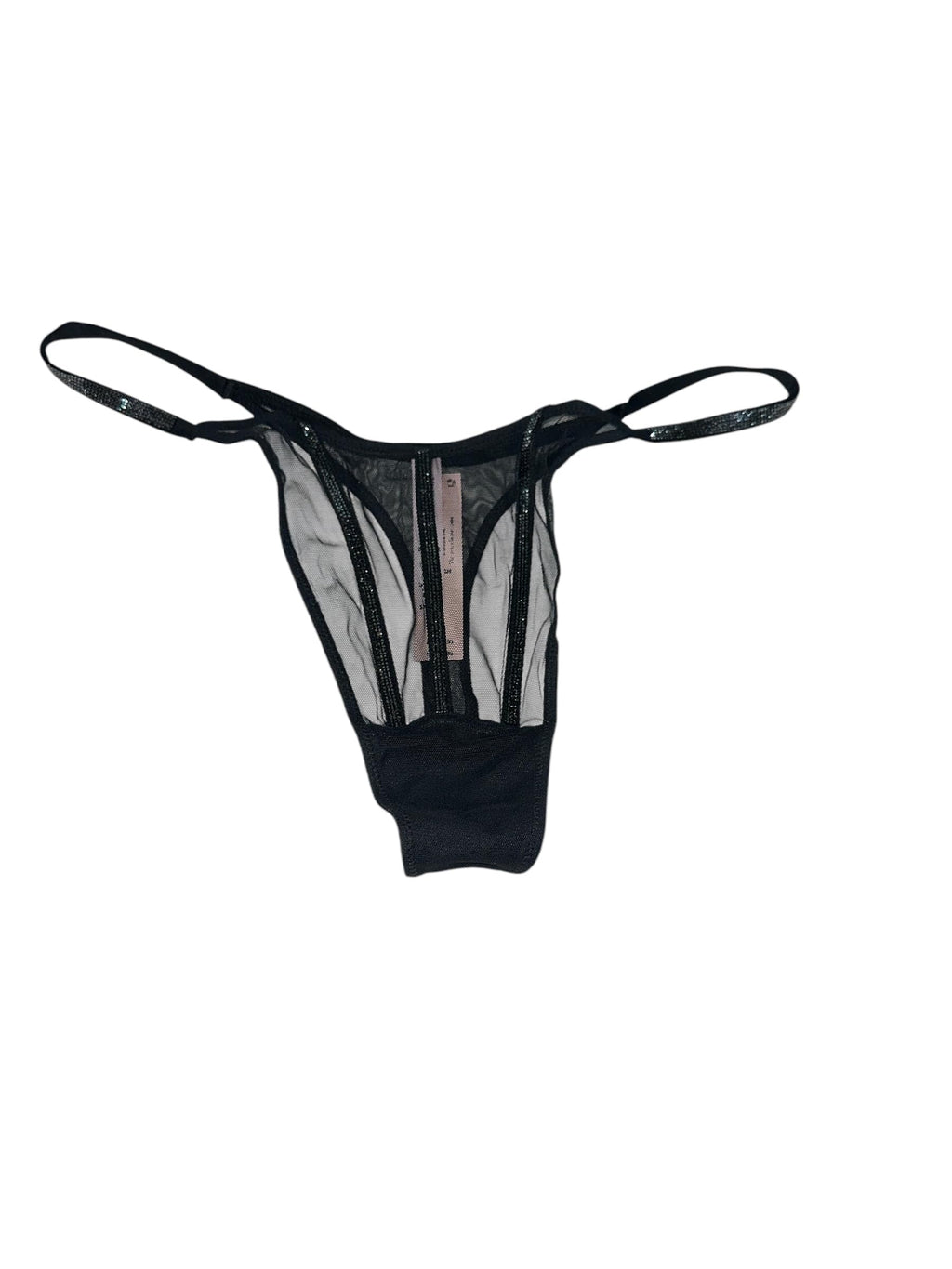 Victoria's Secret Sheer Shine Thong Panty Color Black New