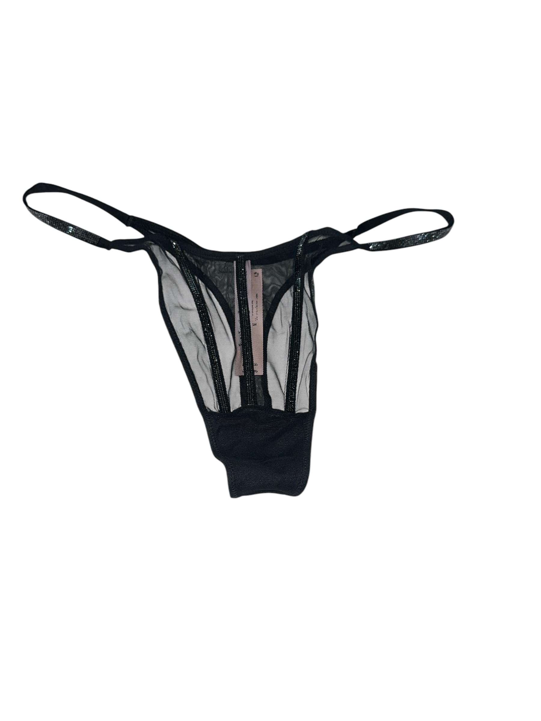 Victoria's Secret Sheer Shine Thong Panty Color Black New