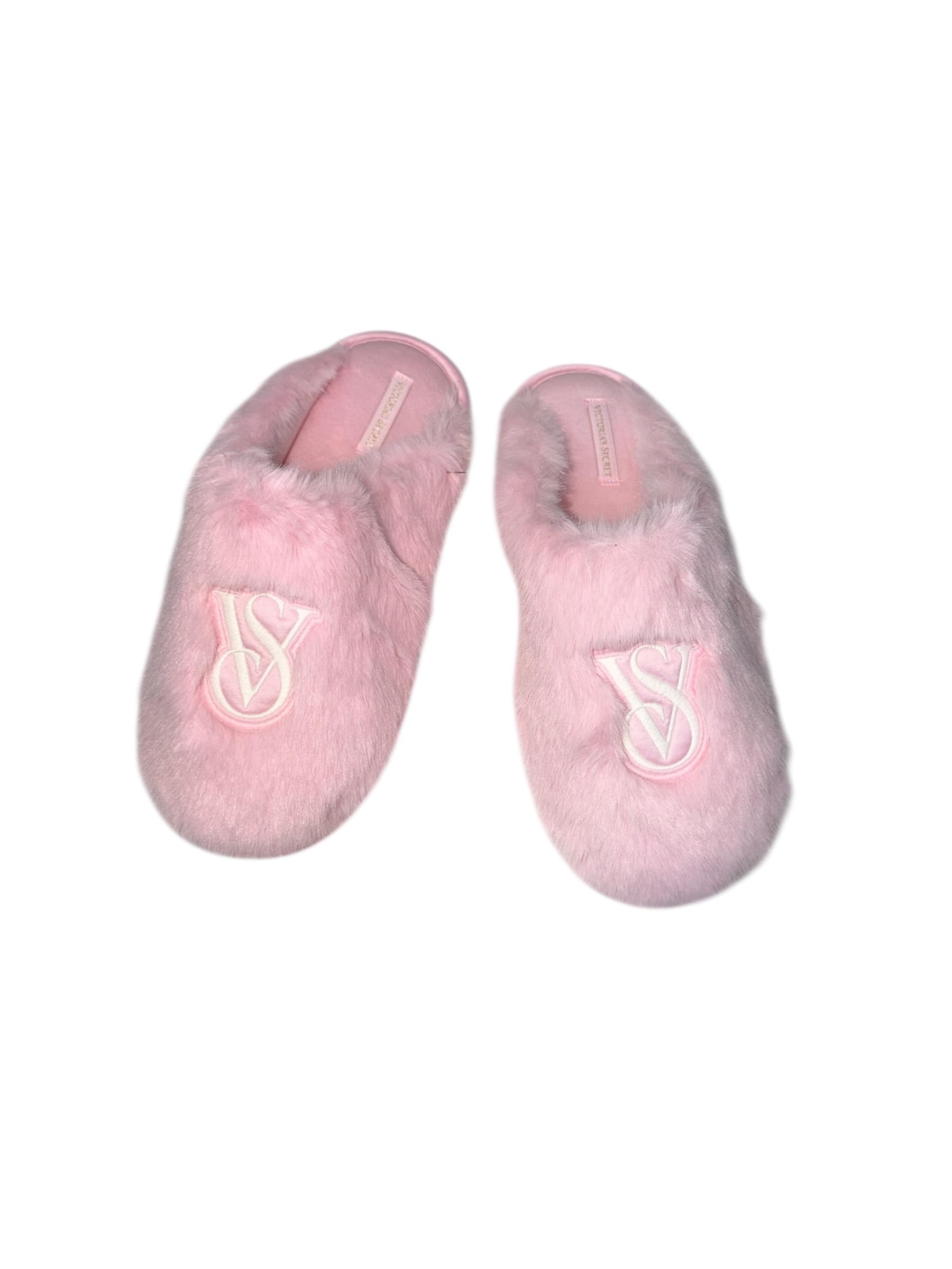 Victoria's Secret Luxe Plush Faux Fur Closed Toe Slippers Pink Soft Cozy House Shoes New