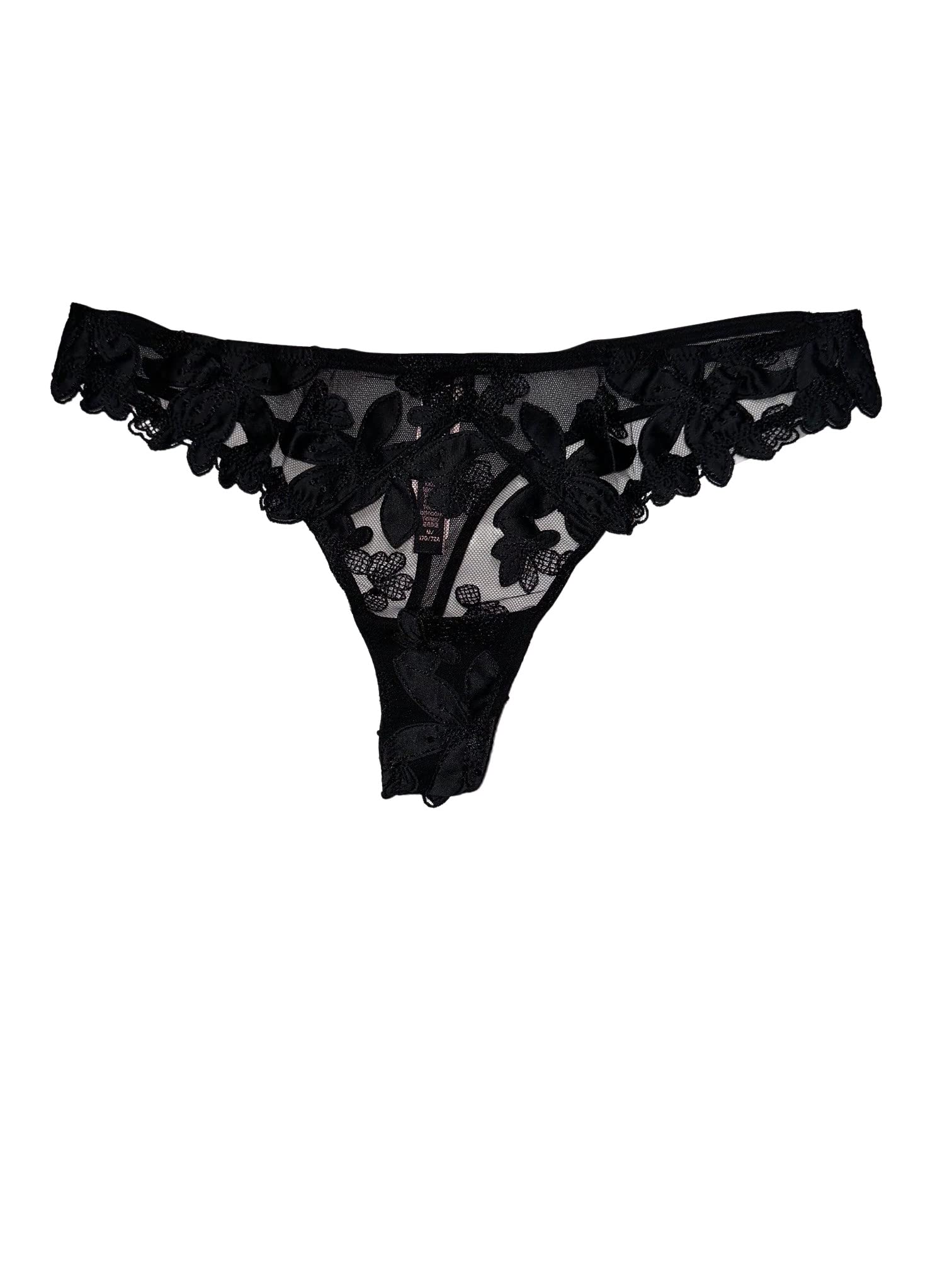 Victoria's Secret Floral Embroidered Thong Panty/Underwear Color Black Size Small New