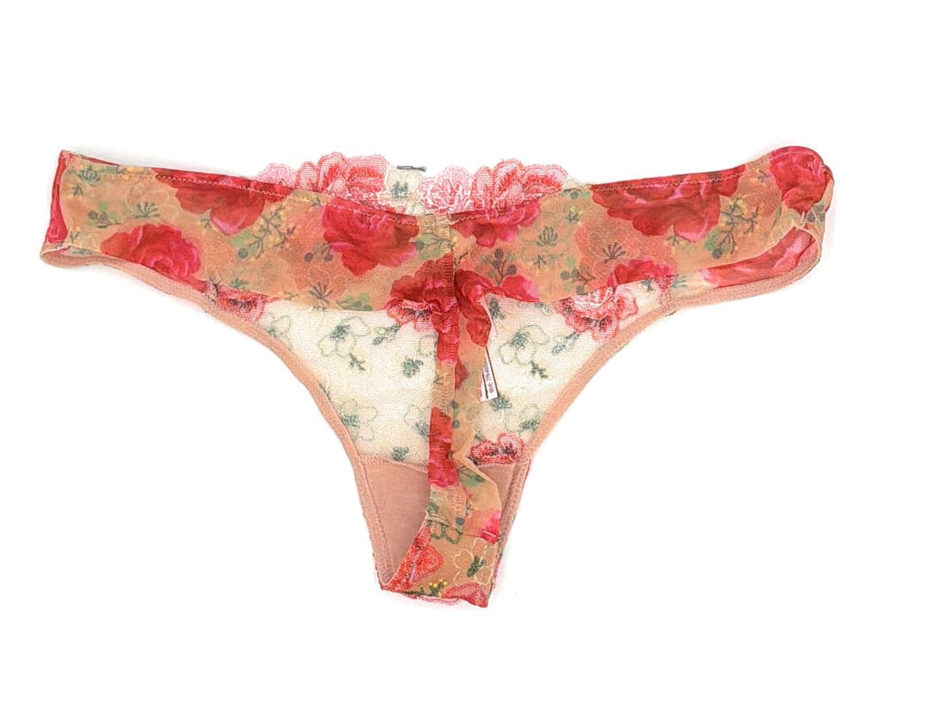 Victoria's Secret Women's Floral Embroidery Lace Thong Panty Medium