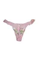 Victoria's Secret Floral Mesh Thong Panty Pink Embroidered Lace Women Medium New