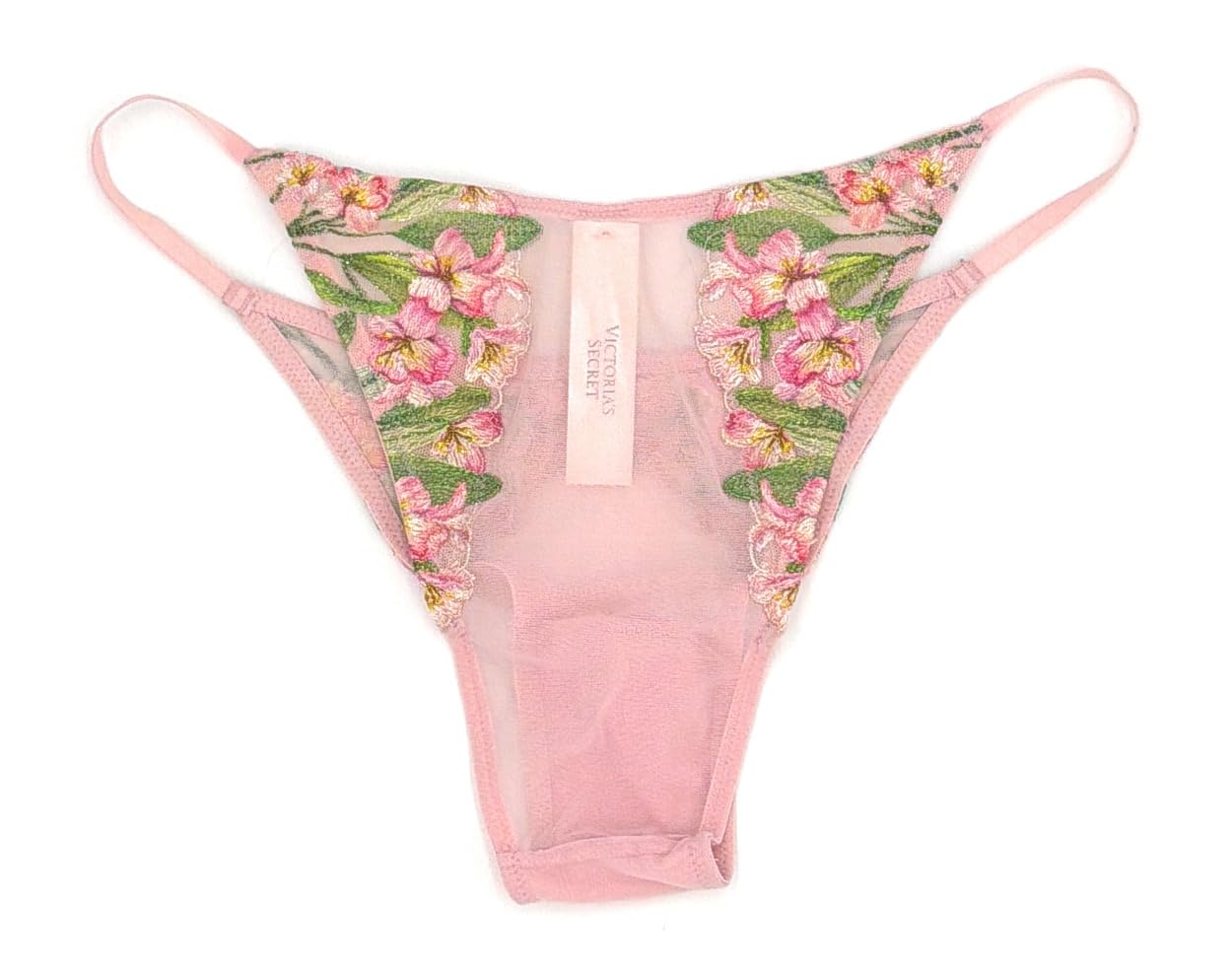 Victoria's Secret Very Sexy Brazilian Thong Panty Embroidered Pink Floral