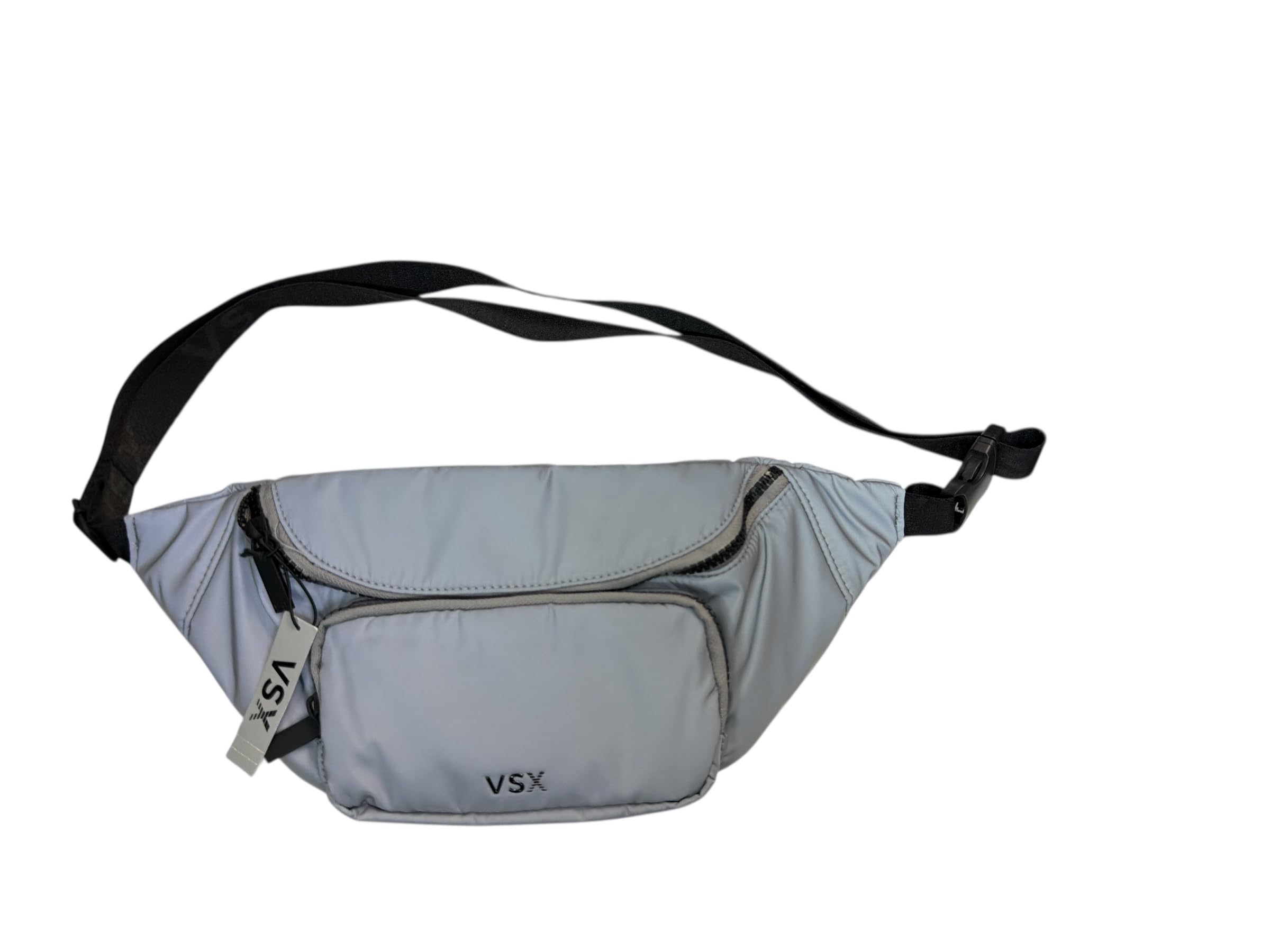 Victoria’s Secret VSX Reflective Belt Bag Fanny Pack Crossbody Silver Gray Adjustable Strap Zip Running Travel New