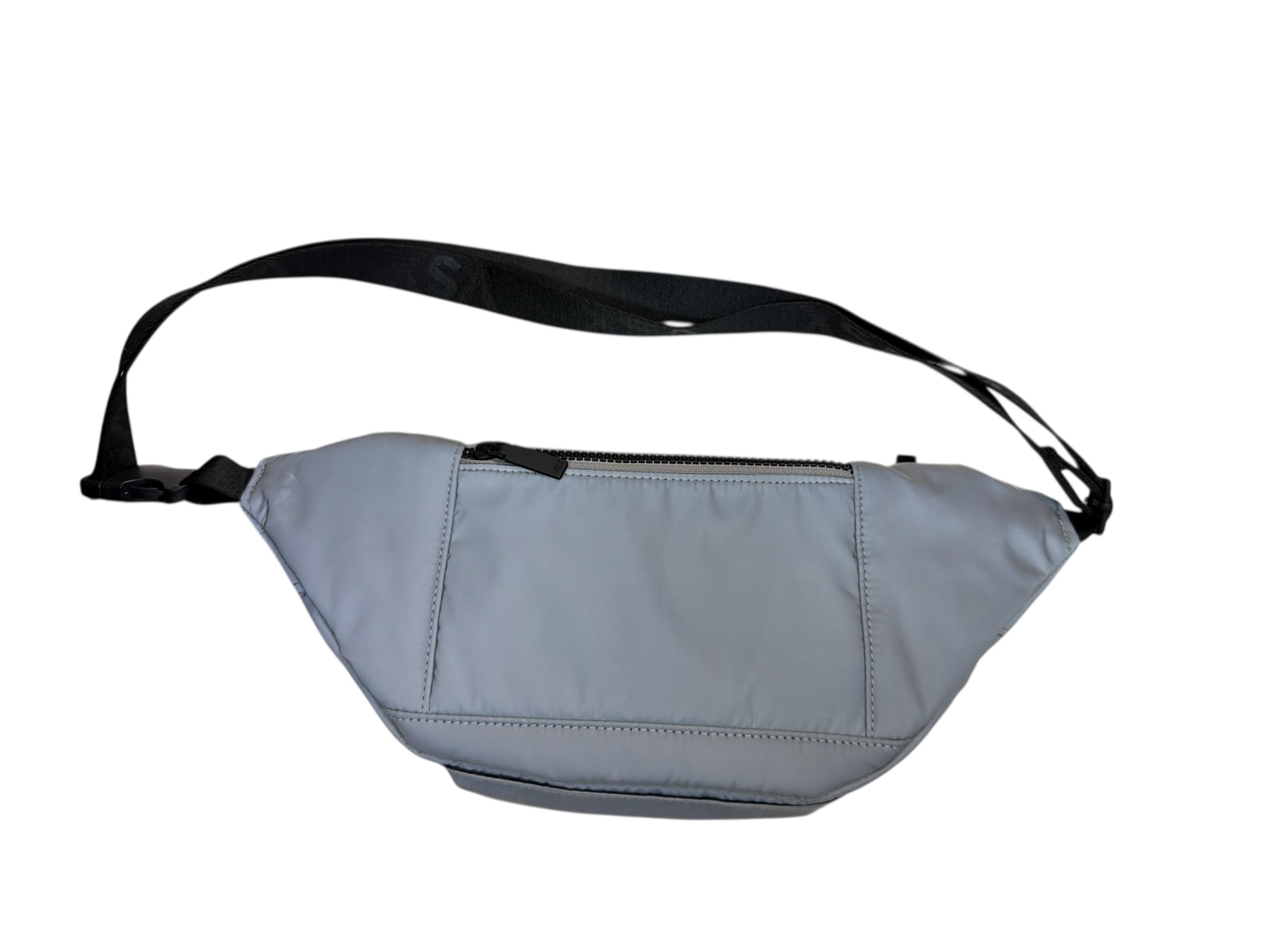Victoria’s Secret VSX Reflective Belt Bag Fanny Pack Crossbody Silver Gray Adjustable Strap Zip Running Travel New