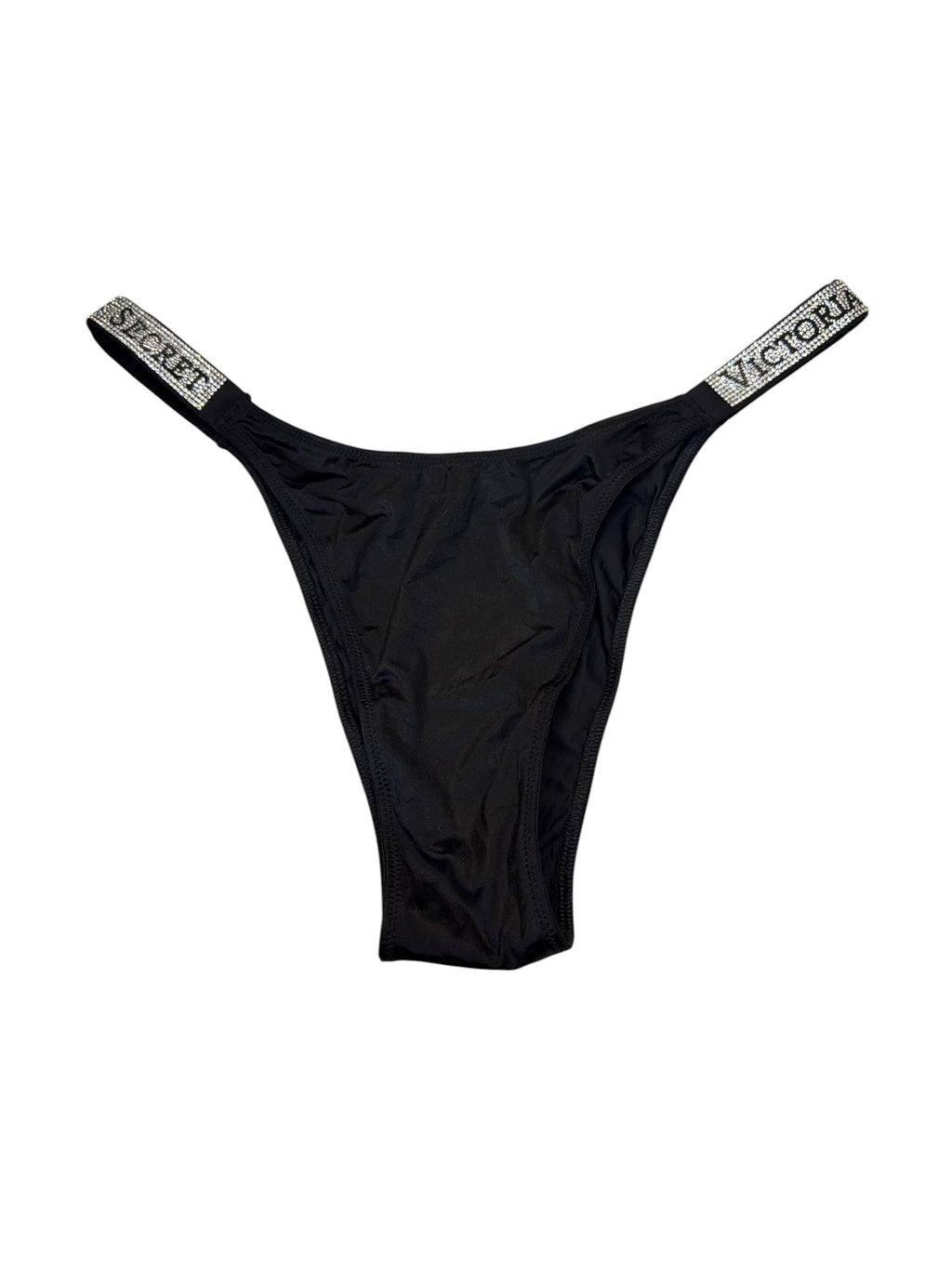 Victoria's Secret Very Sexy High Leg Rhinestone Brazilian Panty Black Large New