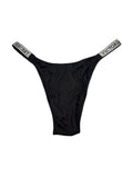 Victoria's Secret Very Sexy High Leg Rhinestone Brazilian Panty Black Large New