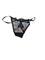 Victoria's Secret Very Sexy Electric Orchid Embroidery V-String Panty Black New