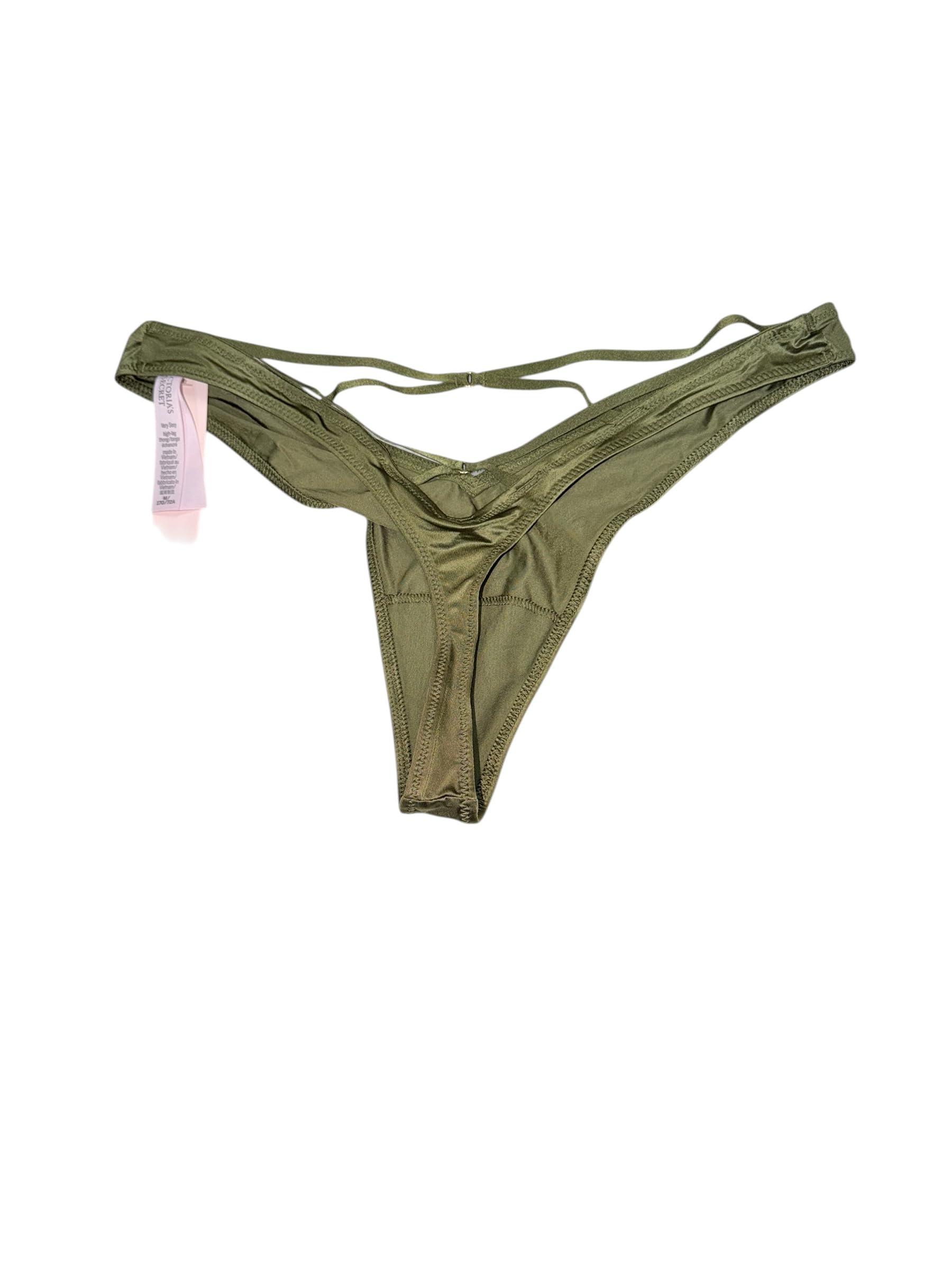 Victoria's Secret Strappy Back High Leg Thong Panty Moss Green New