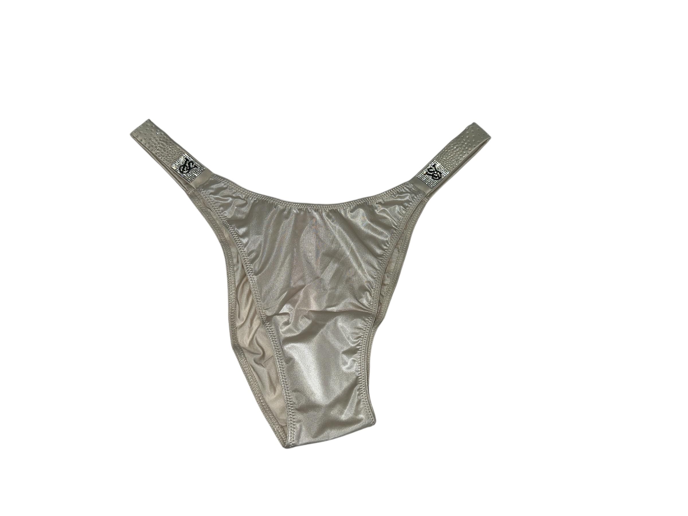 Victoria's Secret Rhinestone Scattered Shine Strap Brazilian Panty Color Beige New
