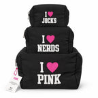 Victoria’s Secret PINK Makeup Bag Trio Set of 3 Black Cosmetic Bags
