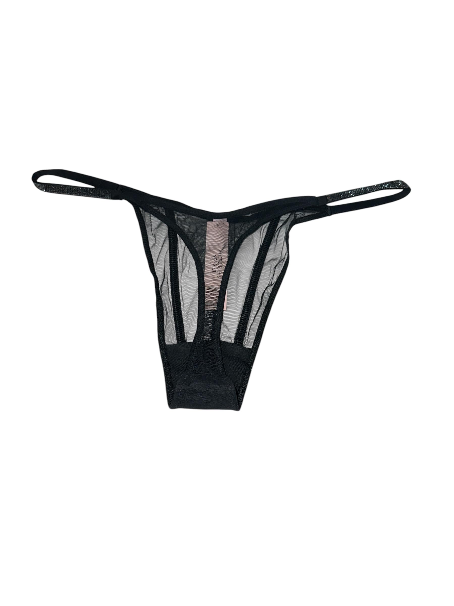 Victoria's Secret Sheer Shine Thong Panty Color Black New (US, Alpha, Small, Regular, Regular, Black Shine)