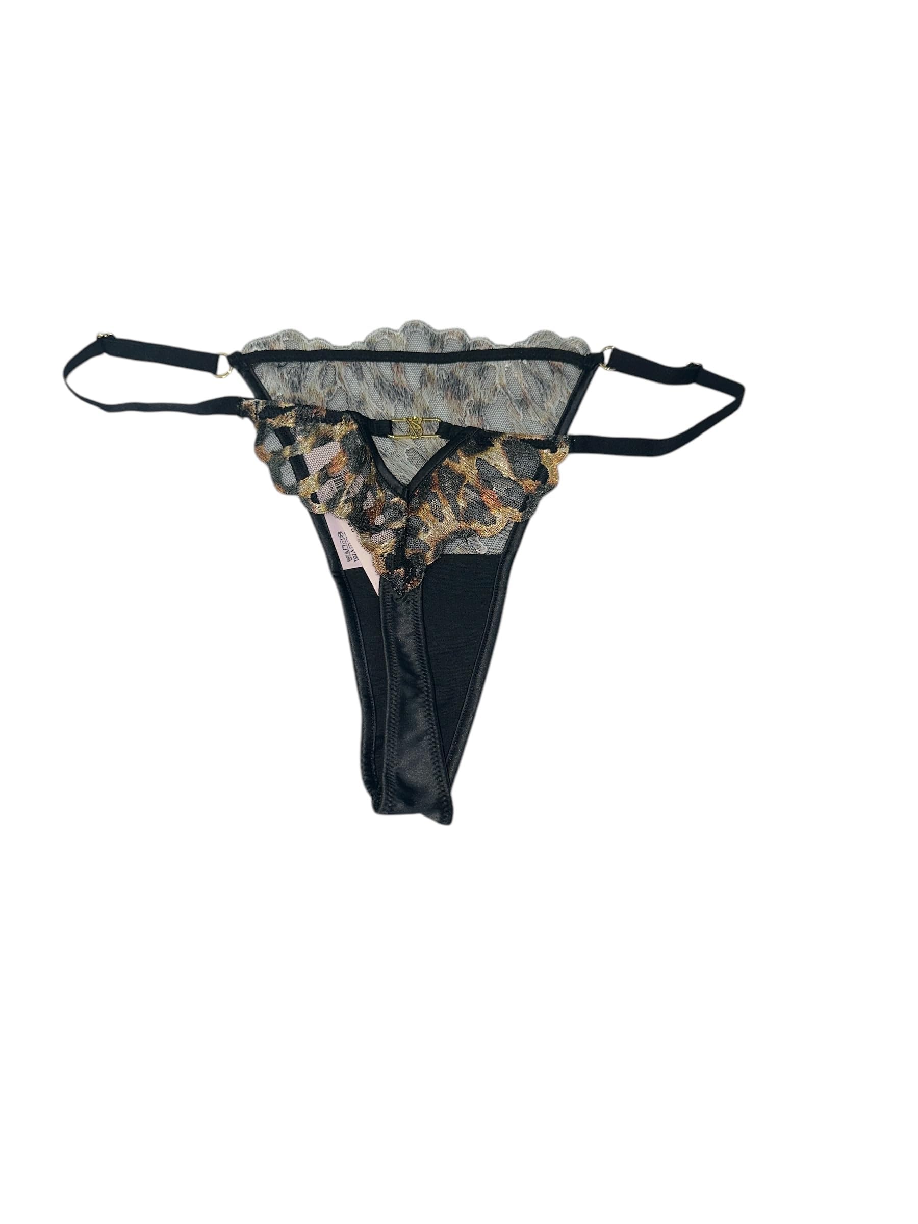 Victoria's Secret Leopard Embroidery Adjustable Thong Panty New (US, Alpha, Small, Regular, Regular, Leopard)