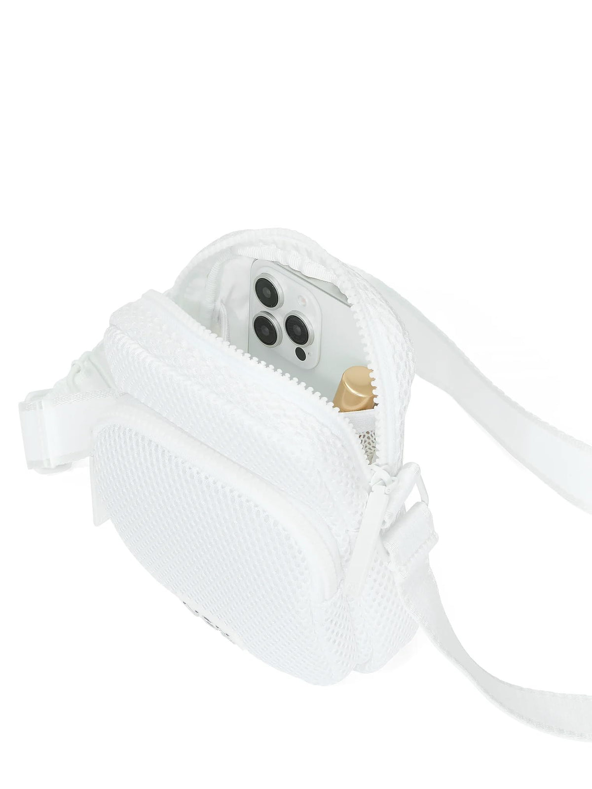 Victoria's Secret VSX Phone Sling Crossbody Bag White Lightweight Mesh Zip Pouch New