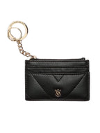 Victoria's Secret Card Holder Wallet Keychain Black Gold Tone New