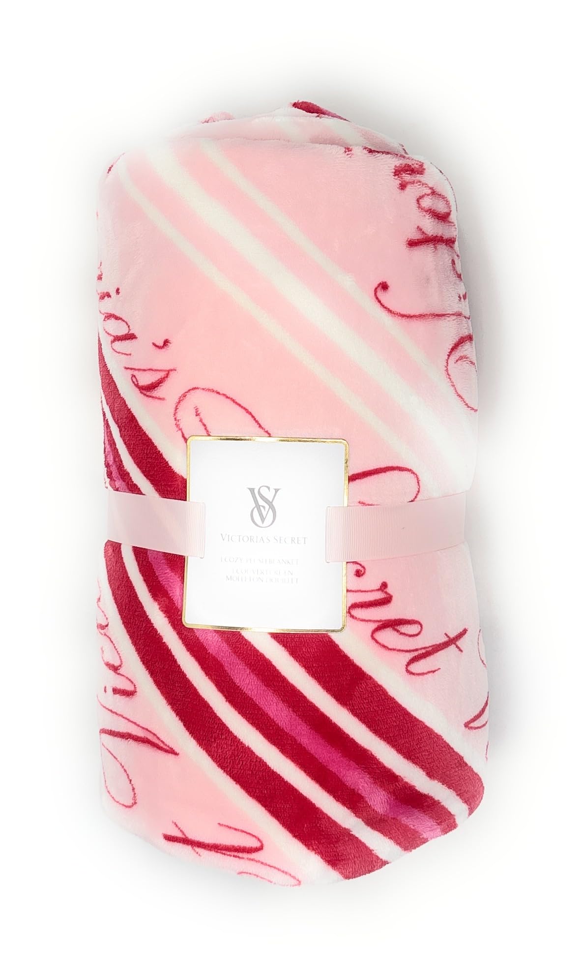 Victoria's Secret Cozy - Plush Sherpa Blanket Size 60" x 50" (Black/Red/White)