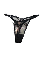 Victoria's Secret Very Sexy Mesh Floral Thong Black Adjustable New Medium