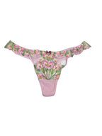 Victoria's Secret Floral Mesh Thong Panty Pink Embroidered Lace Women Medium New