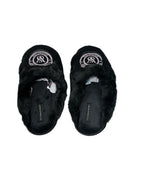 Victoria's Secret Luxe Plush Faux Fur Slippers Black Closed Toe New