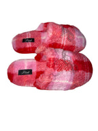 Victoria's Secret PINK Faux Fur Plaid Rhinestone Slide Slippers Pink New