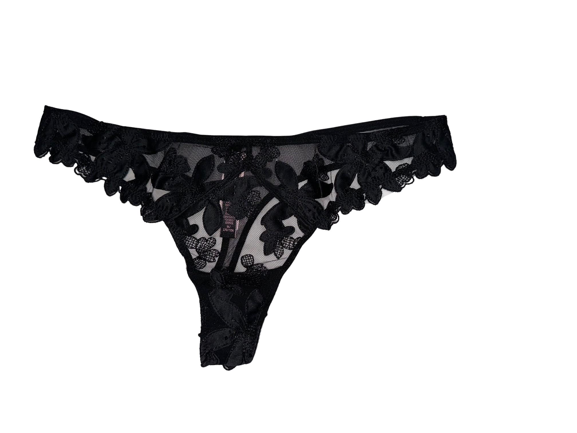 Victoria's Secret Floral Embroidered Thong Panty/Underwear Color Black Size Small New