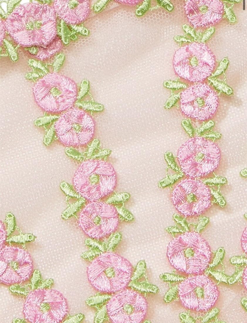 Victoria's Secret Rosebud Embroidery Mesh Bikini Panty Women's Size Medium Color Pink