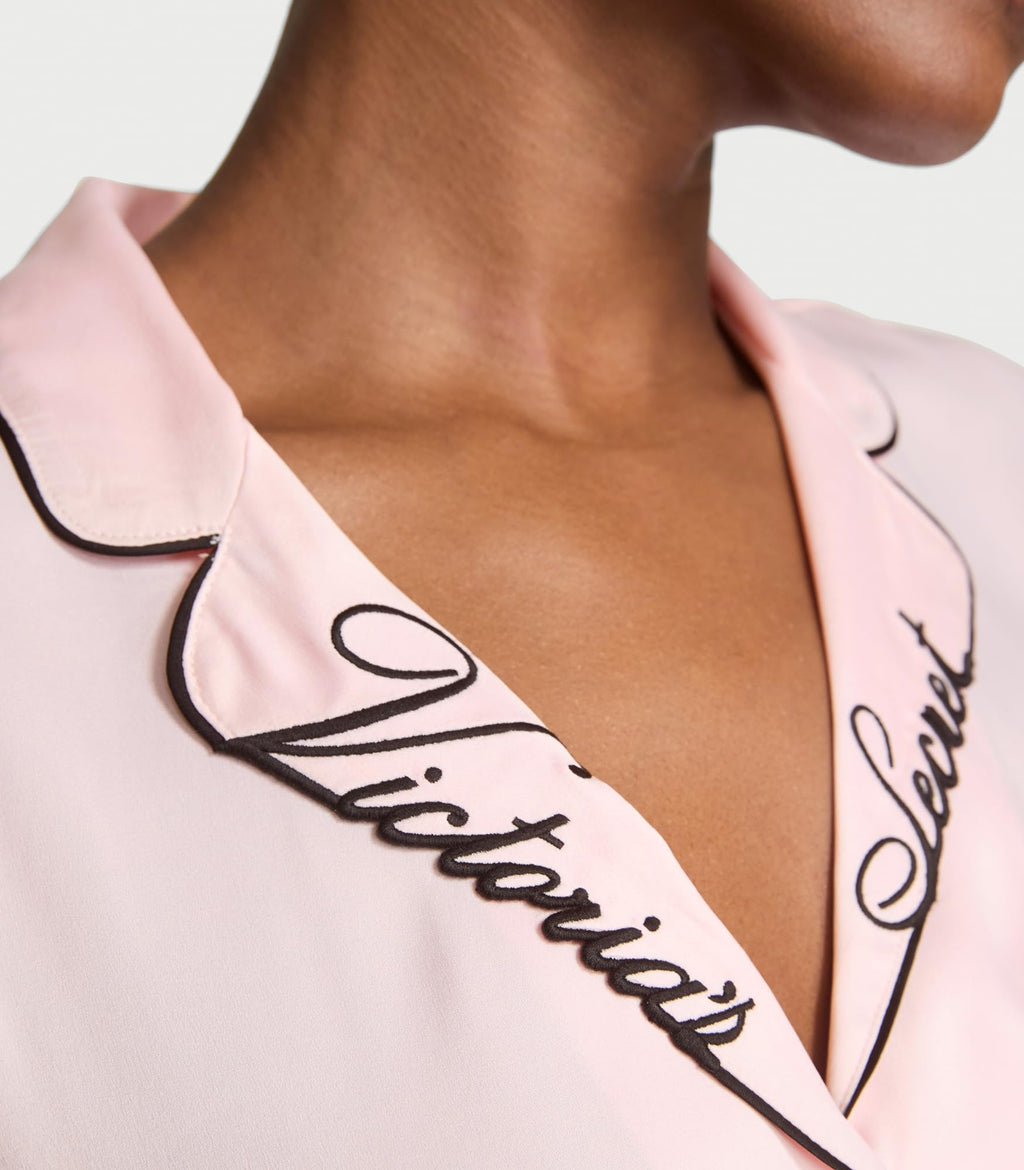 Victoria's Secret Satin Pajama Set, Short Sleeve Button Down Shirt & Shorts, Sleepwear for Women (XS-XXL)