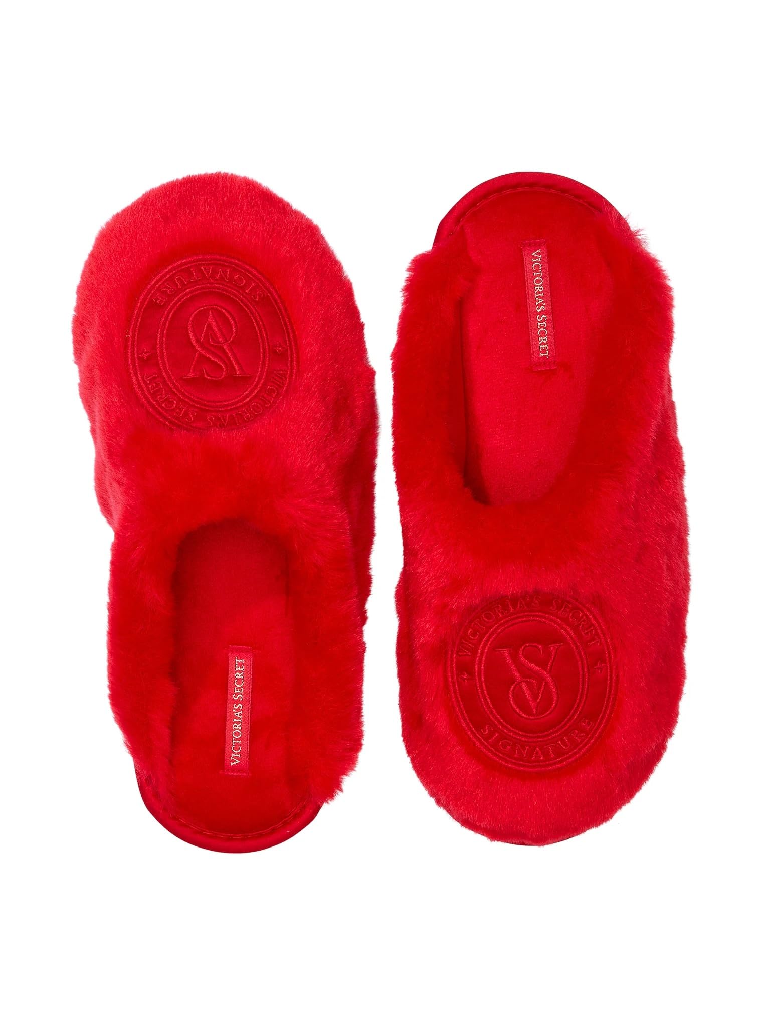 Victoria's Secret Closed Toe Faux Fur Slipper Color Red New