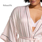 Victoria's Secret Short Satin Piped Robe, Iconic Stripe, XL/XXL