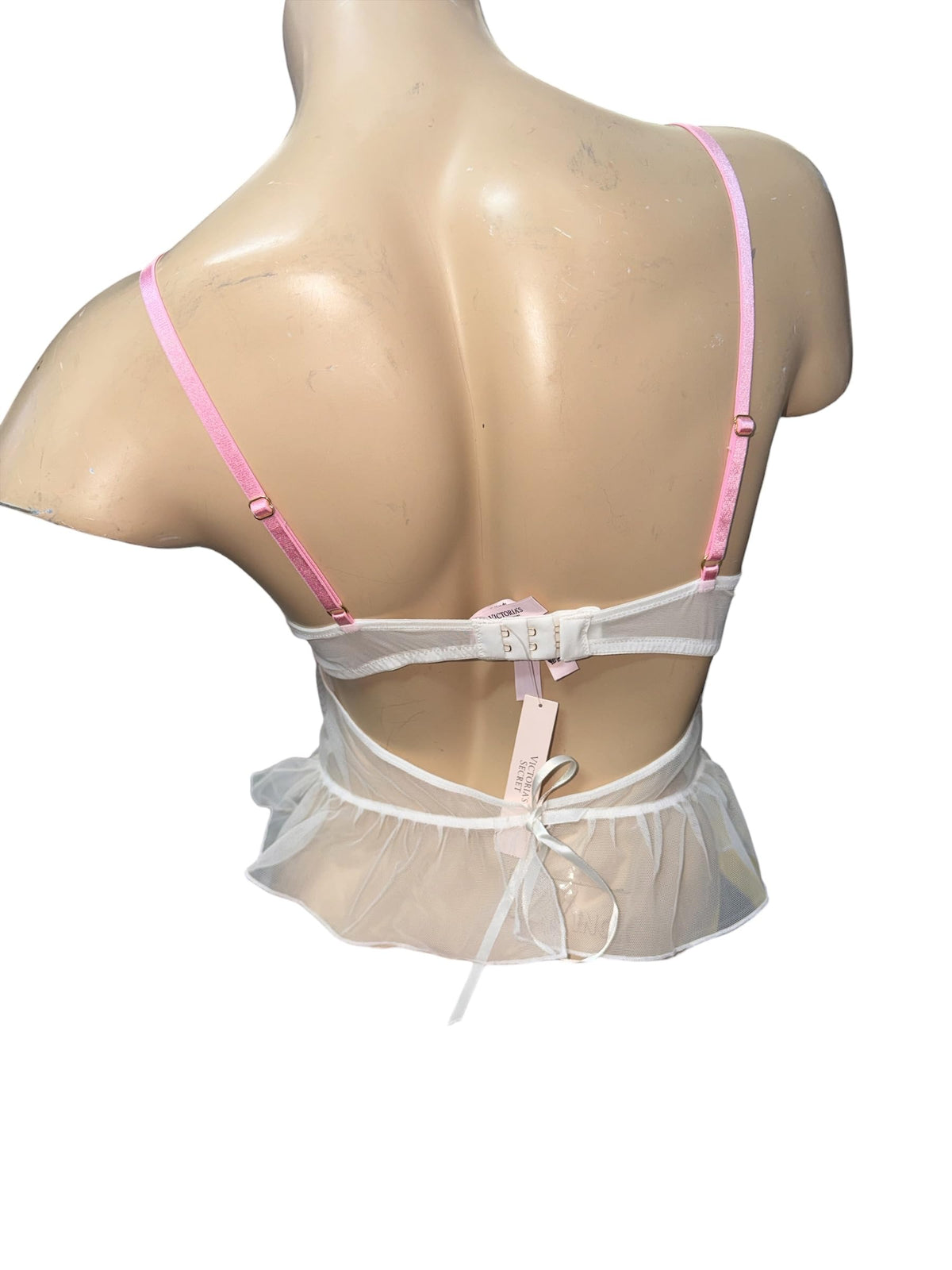 Victoria's Secret Dream Angels Peony Embroidery Bra Top White New (US, Alpha, Small, Regular, Regular, White/Floral)
