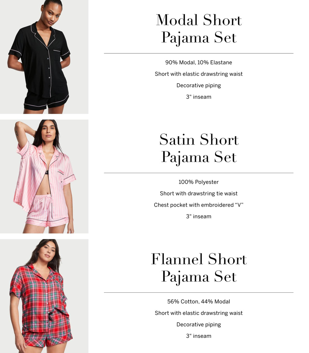 Victoria's Secret Flannel Pajama Set, Short Sleeve Shirt and Pajama Short Set, Sleepwear for Women (XS-XXL)