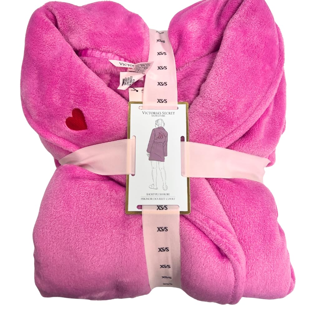 Victoria's Secret Short Cozy Robe, Robes for Women, PINK NEW PEONY (XS/S)