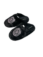 Victoria's Secret Luxe Plush Faux Fur Slippers Black Closed Toe New