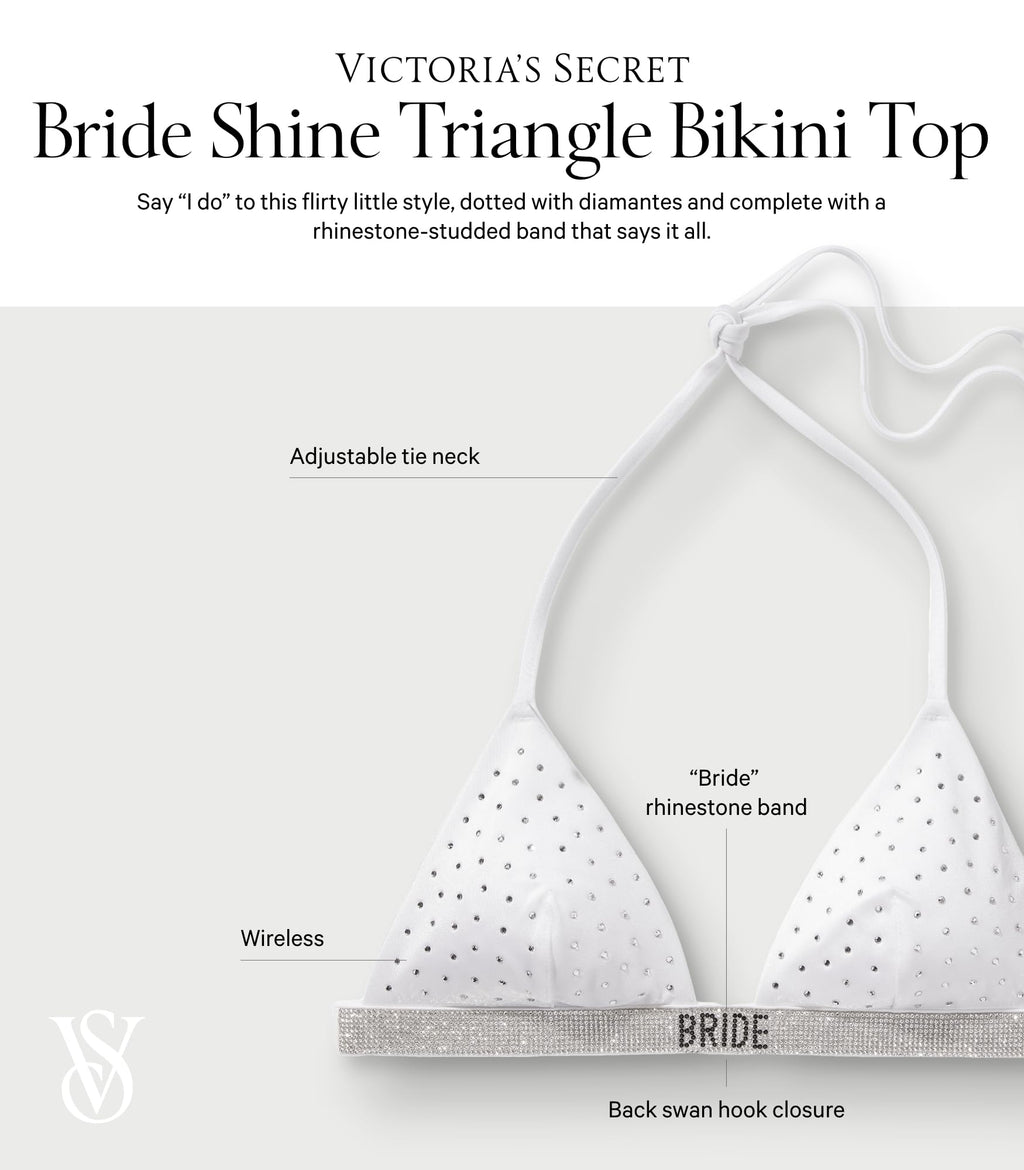 Victoria's Secret Women's Bride Shine Triangle Bikini Top, Swimwear for Women, White, L