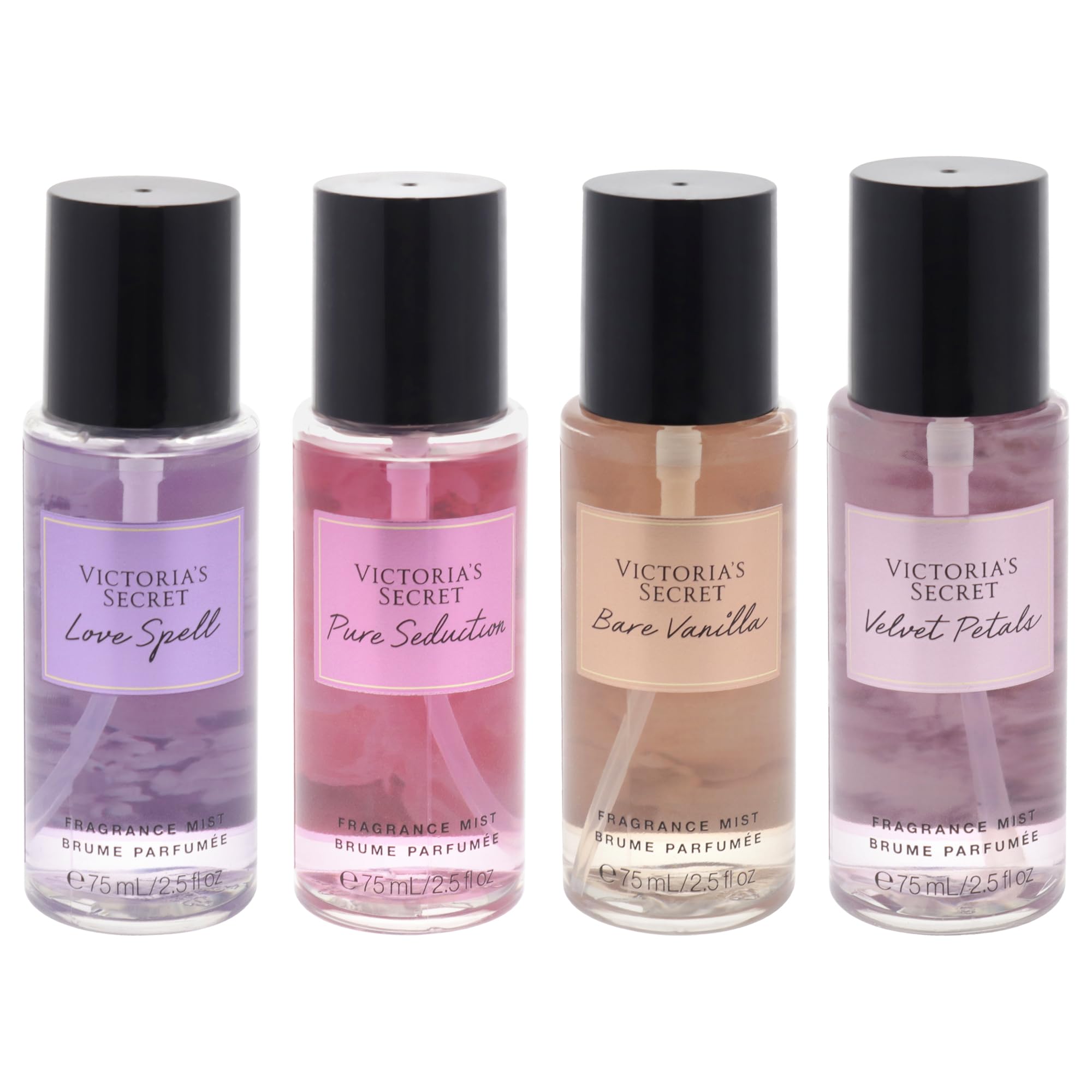 Victorias Secret The Best of Mist Set for Women - 4 Pc Gift Set with Love Spell & Pure Seduction Fragrance Mists