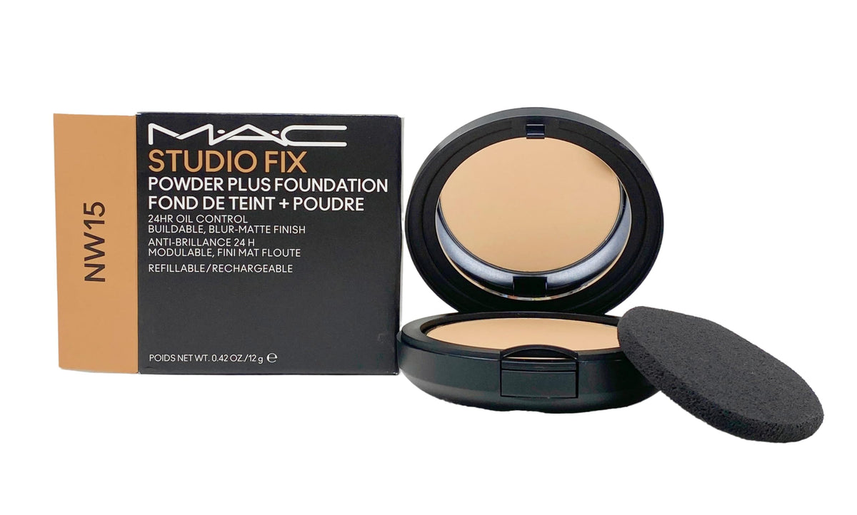 M.A.C Studio Fix Powder Plus Foundation 24 hr Oil Control Refillable - NW15 (Light beige with neutral undertone for light skin) .42 Oz / 12g