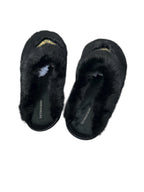 Victoria's Secret Luxe Plush Angel Wings Faux Fur Slippers Black New