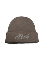 Victoria's Secret Pink Rib Knit Rhinestone Beanie Brown Shine New