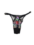 Victoria's Secret Very Sexy Mesh Floral Thong Black Adjustable New Medium