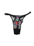Victoria's Secret Very Sexy Mesh Floral Thong Black Adjustable New Medium