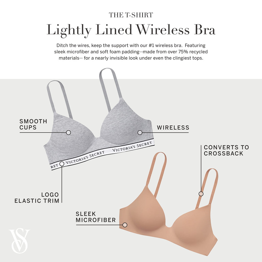 Victoria's Secret Women's Lightly Lined Wireless T-Shirt Bra, Bras for Women (32A-38DDD)