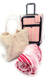 Victoria's Secret Carry-On Luggage Wheelie Suitcase, Blanket, Tote Bag