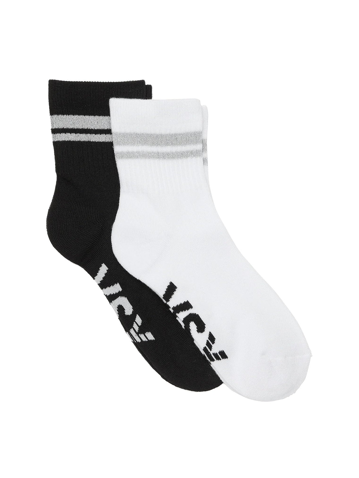 Victoria's Secret VSX Reflective Logo Crew Socks 2-Pack White & Black One Size New