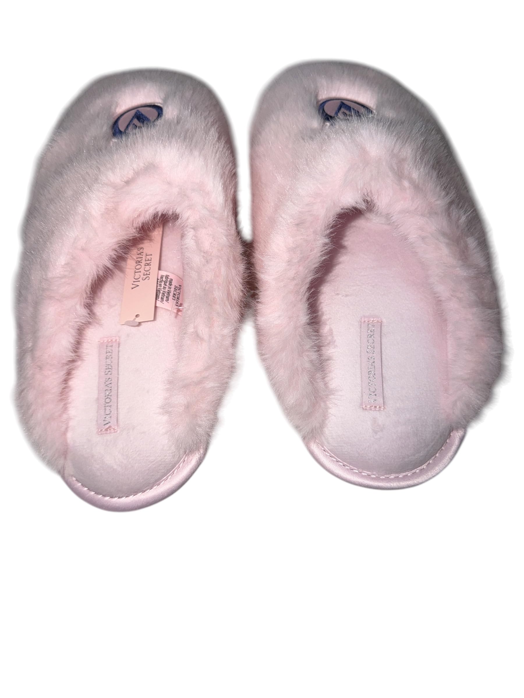 Victoria's Secret Luxe Plush Faux Fur Slip-On Slippers Pink New