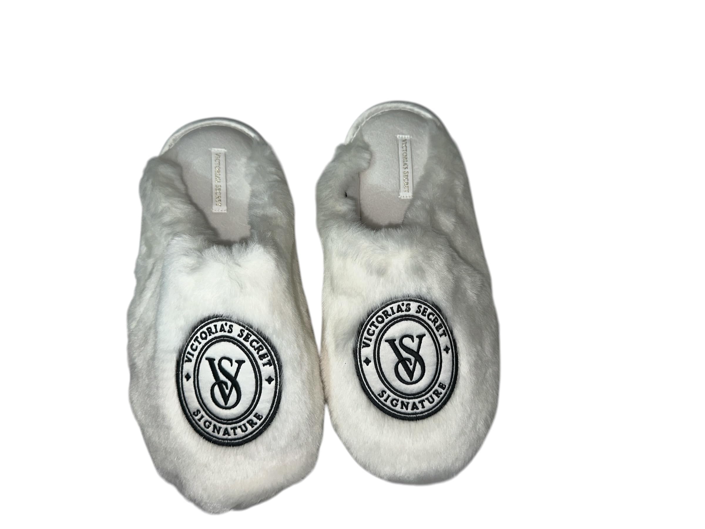 Victoria's Secret Closed Toe Faux Fur Slipper Color White New (White, US Footwear Size System, Adult, Women, Alpha, Medium, Medium)