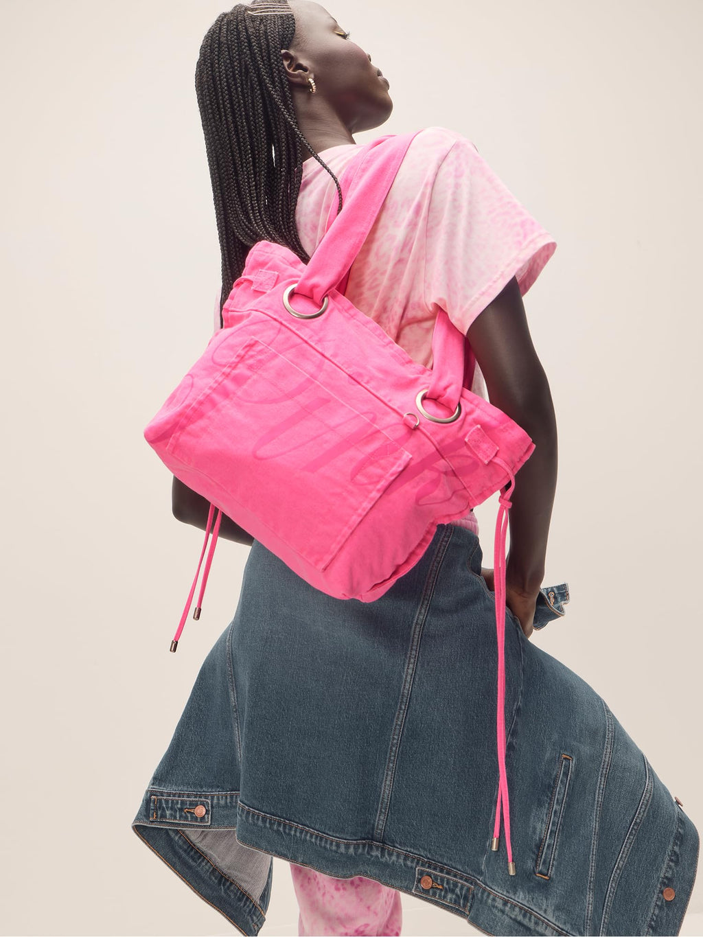 Victoria's Secret PINK Women's Canvas Tote Bag, Bright Pink, O/S