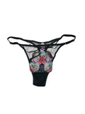 Victoria's Secret Very Sexy Embroidered Mesh High-Leg Thong Adjustable Black XL New