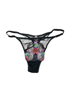Victoria's Secret Very Sexy Embroidered Mesh High-Leg Thong Adjustable Black XL New