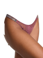 Victoria's Secret Very Sexy Rhinestone Sunset Ombré Shine Strap Rose Lace Crotchless Brazilian Panty Purple New (US, Alpha, Small, Regular, Regular, Purple Vapor)