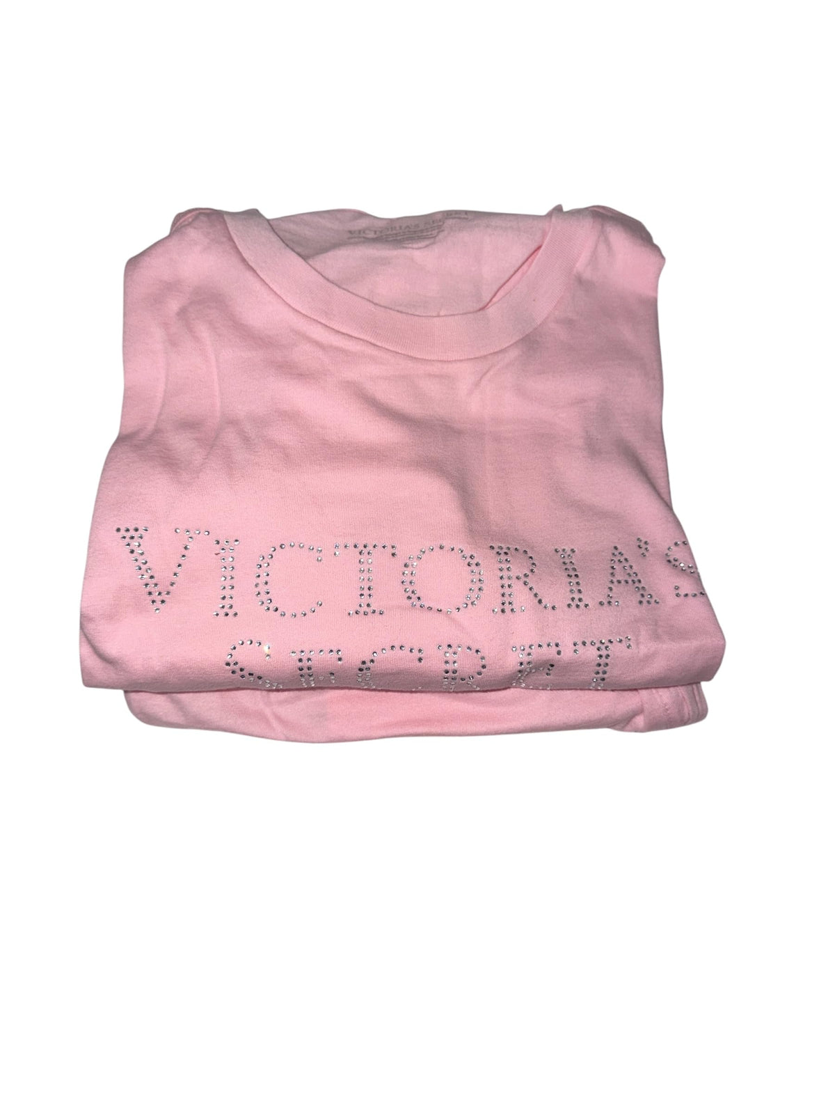 Victoria's Secret Cotton Rhinestone Logo Pajama Set Pink Large New